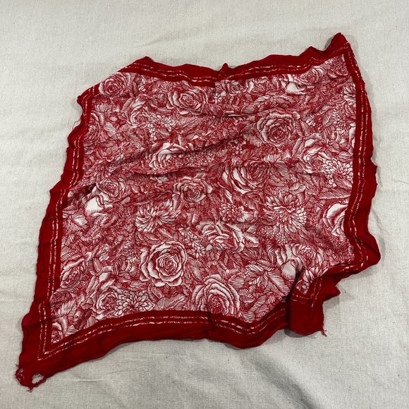 Scarf Bundle set of 2 Red white stripe Christmas fun vintage red floral abstract - Picture 3 of 5